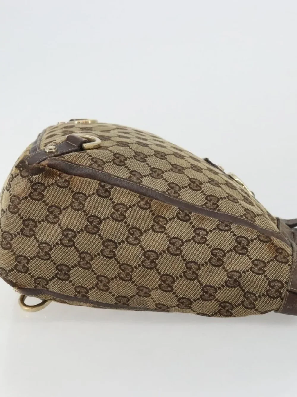 GUCCI GG Canvas Abbey Hand Bag Beige Gold 130739 Auth 175609
